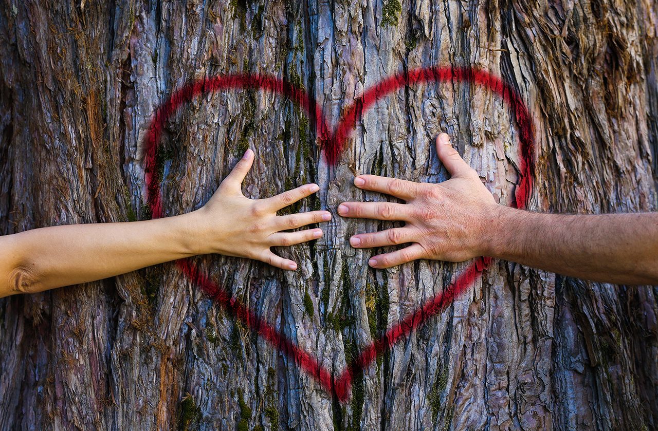 Couple touching heart